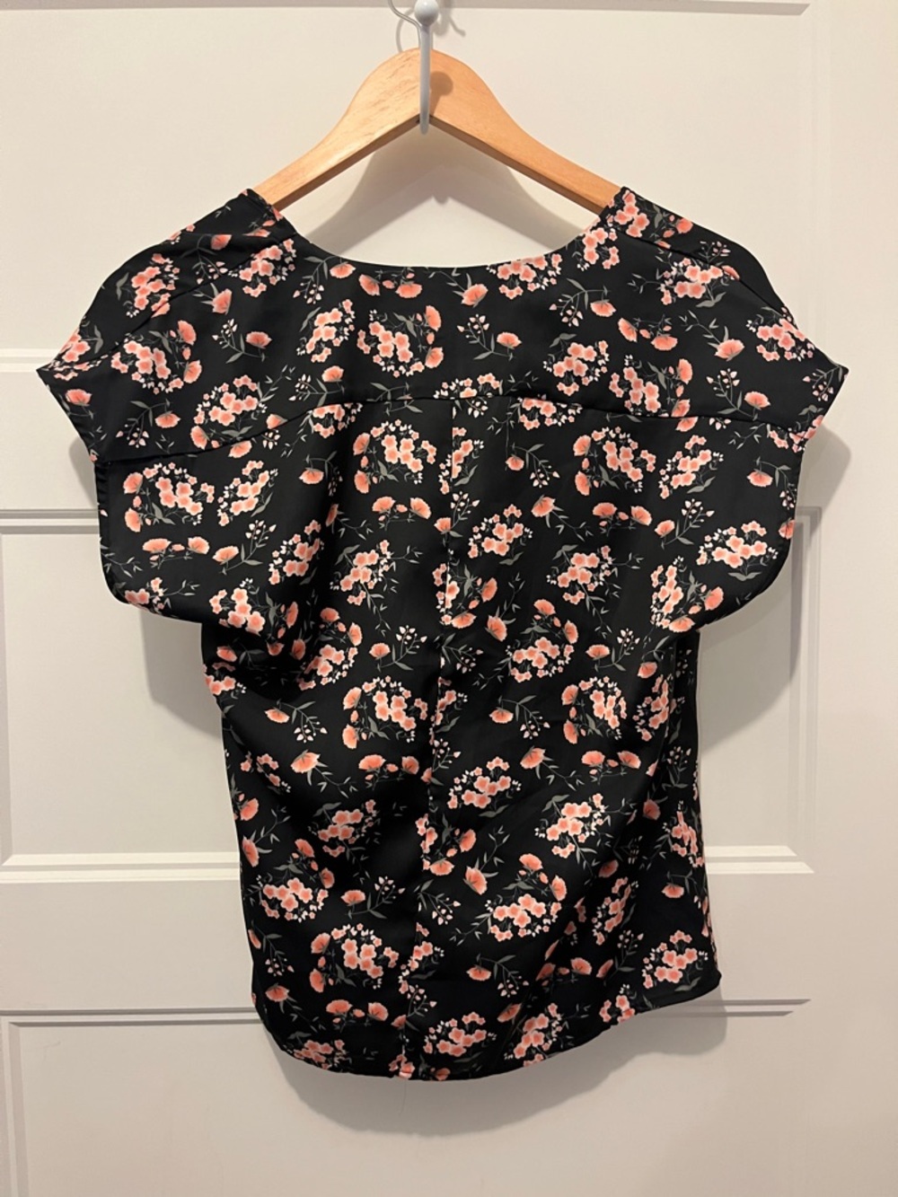 Twik Black Wrap Floral Top with Pink Blossoms - Picture 3 of 5